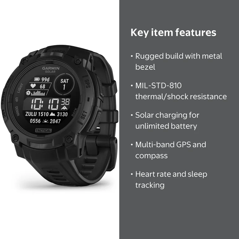 GARMIN, Instinct 3 Tactical Edition, 45mm, Solar Charged Display