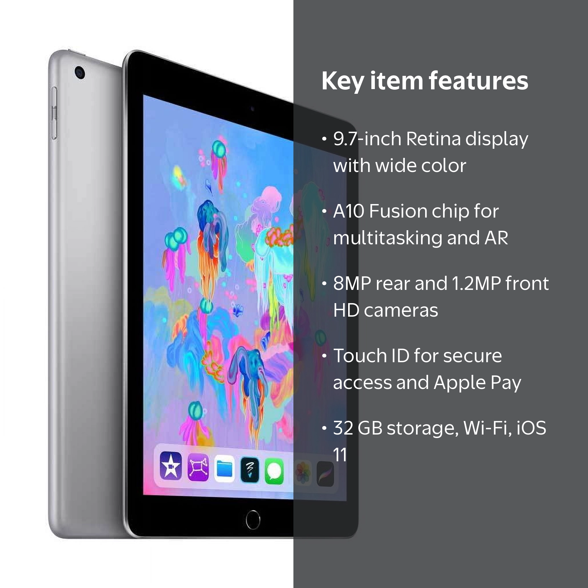 Apple, iPad Wi Fi 32GB, 6th Generation, Space Gray - Walmart.com