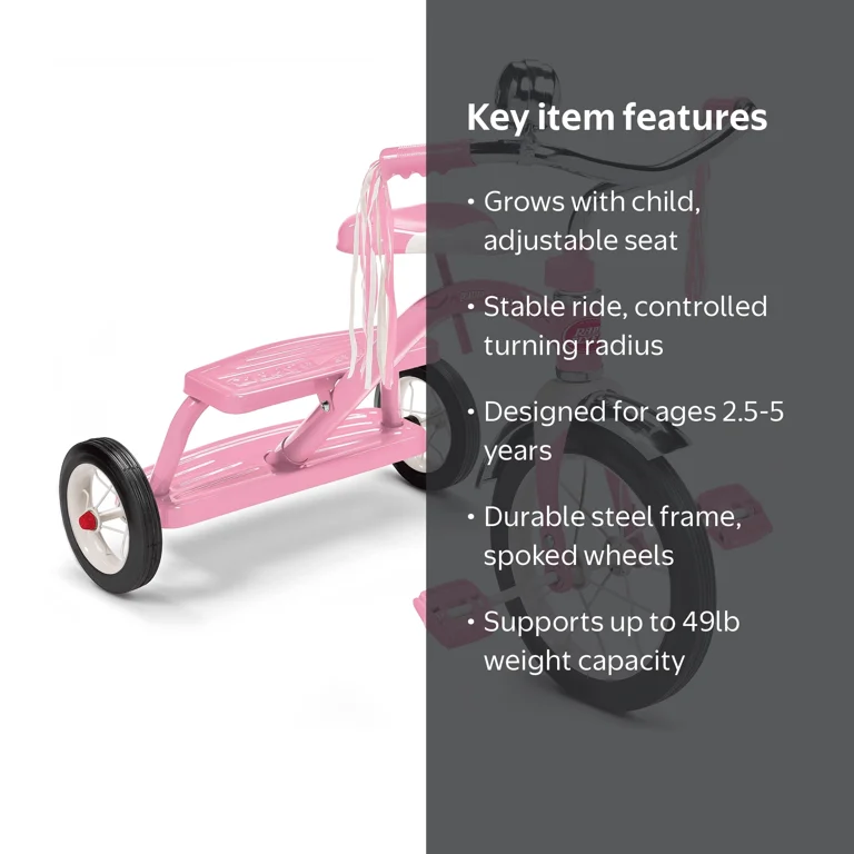 Radio Flyer, Classic Pink Dual Deck Tricycle, 12