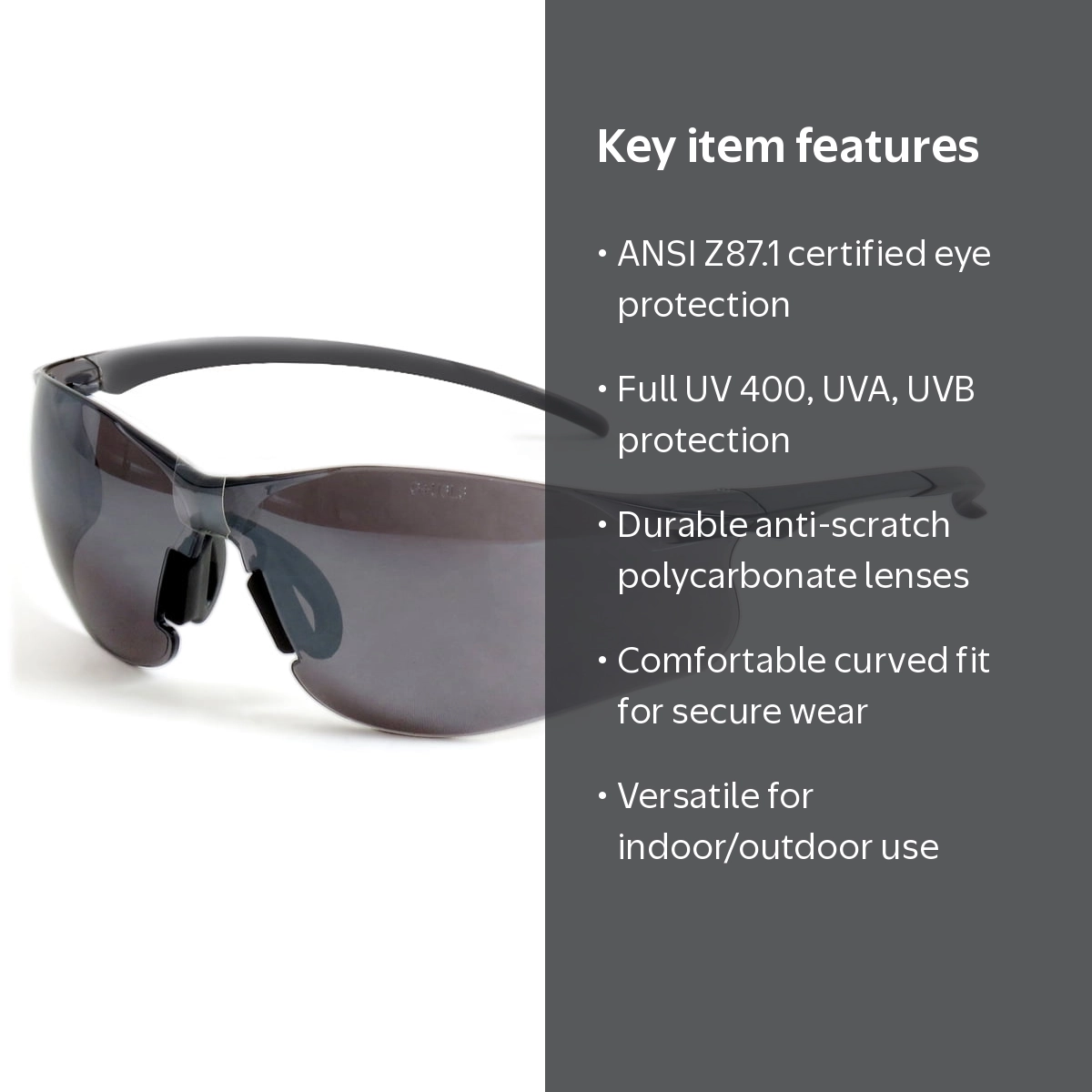 Hyper Tough Safety Glasses with Z87.1 Poly-Carbonate Lens UV 400