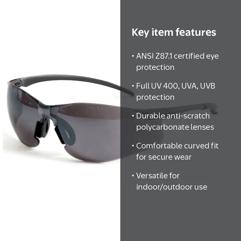 Hyper Tough Safety Glasses with Z87.1 Poly-Carbonate Lens UV 400
