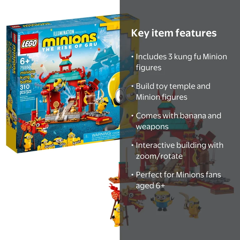LEGO Minions: The Rise of Gru Kung Fu Battle Toy Temple Set with