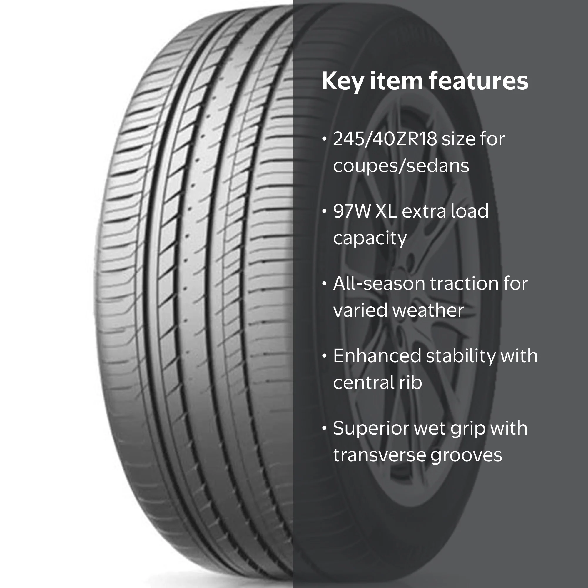 TBB TR-66 Performance Passenger Tire, 245/40ZR18 97W XL, All