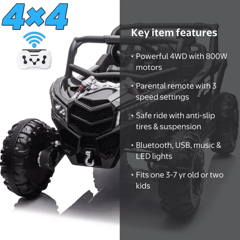 JOYRACER Kids Ride on UTV with Remote, 24V 4WD, 4 Motor, Bluetooth