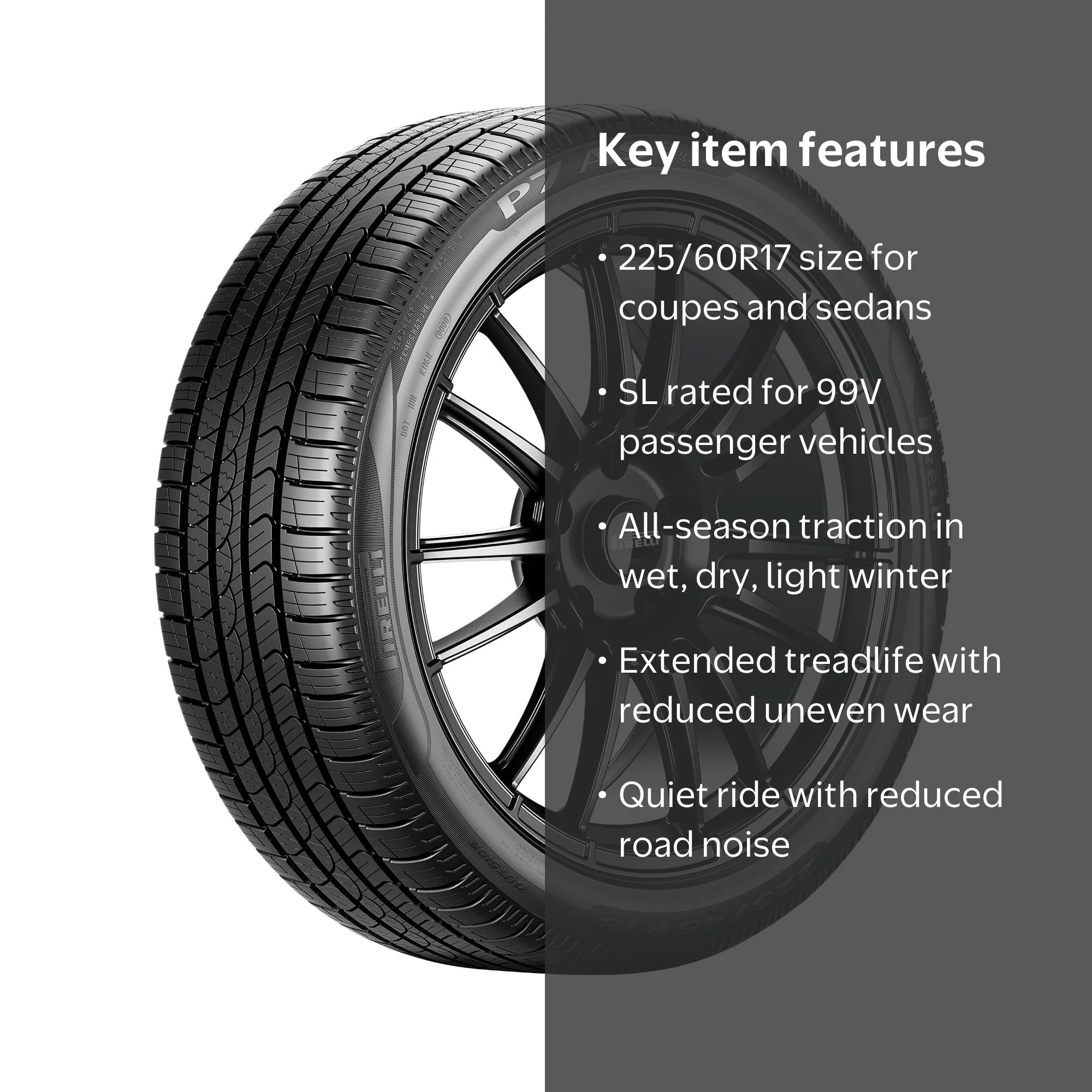 Pirelli P7 All Season Plus 3 Tire - 225/60R17 99V, Sporty Tread