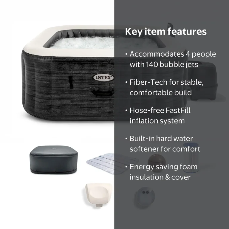 ホットストーン Intex, PureSpa Greystone Deluxe Spa Set, 140 Bubble Jets, 69
