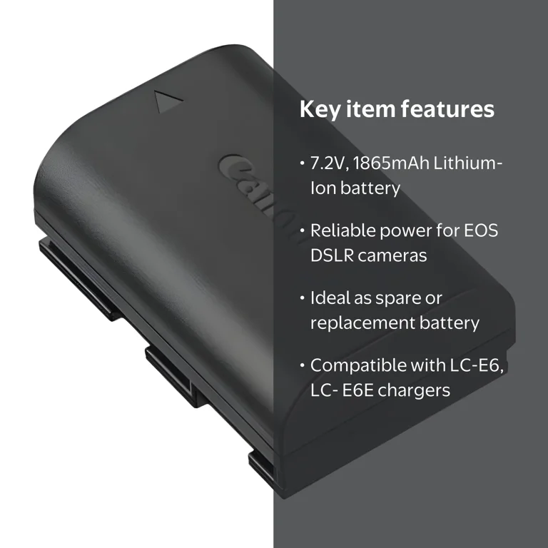 Canon LP-E6N Lithium-Ion Battery Pack (7.2V 1865mAh) for EOS DSLR