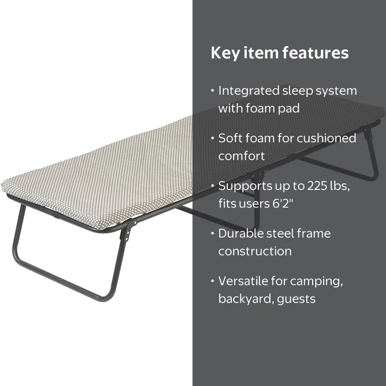 Coleman Ridgeline Camping Cot with Foam Sleeping Pad, 26 x 13 x 75