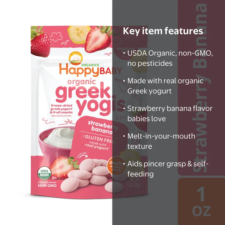 Happy Baby Organics Greek Yogis, Strawberry Banana & Greek Yogurt