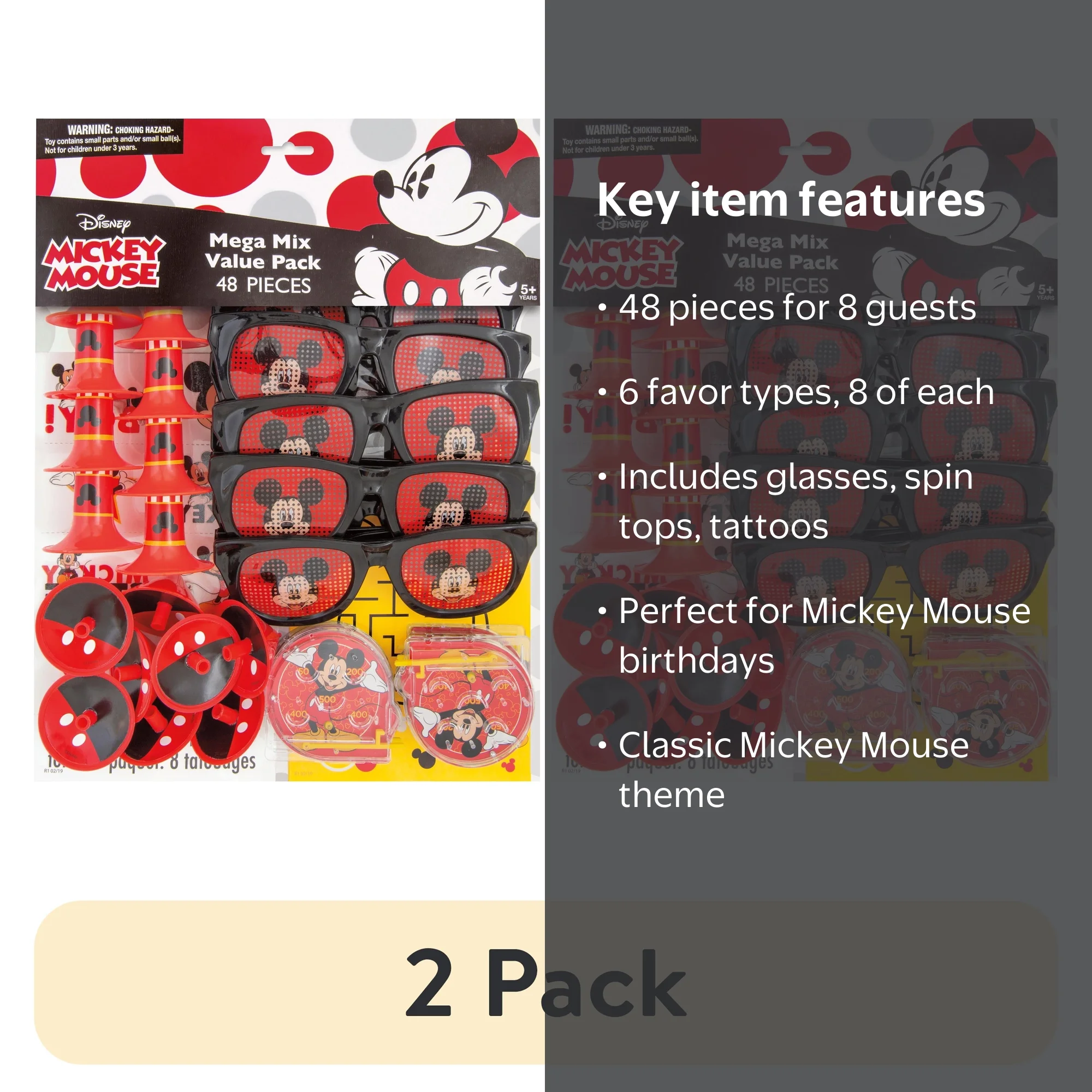2 pack) Mickey Mouse Party Favors for 8, 48 pieces - Walmart.com