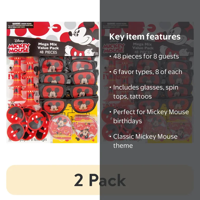 2 pack) Mickey Mouse Party Favors for 8, 48 pieces - Walmart.com