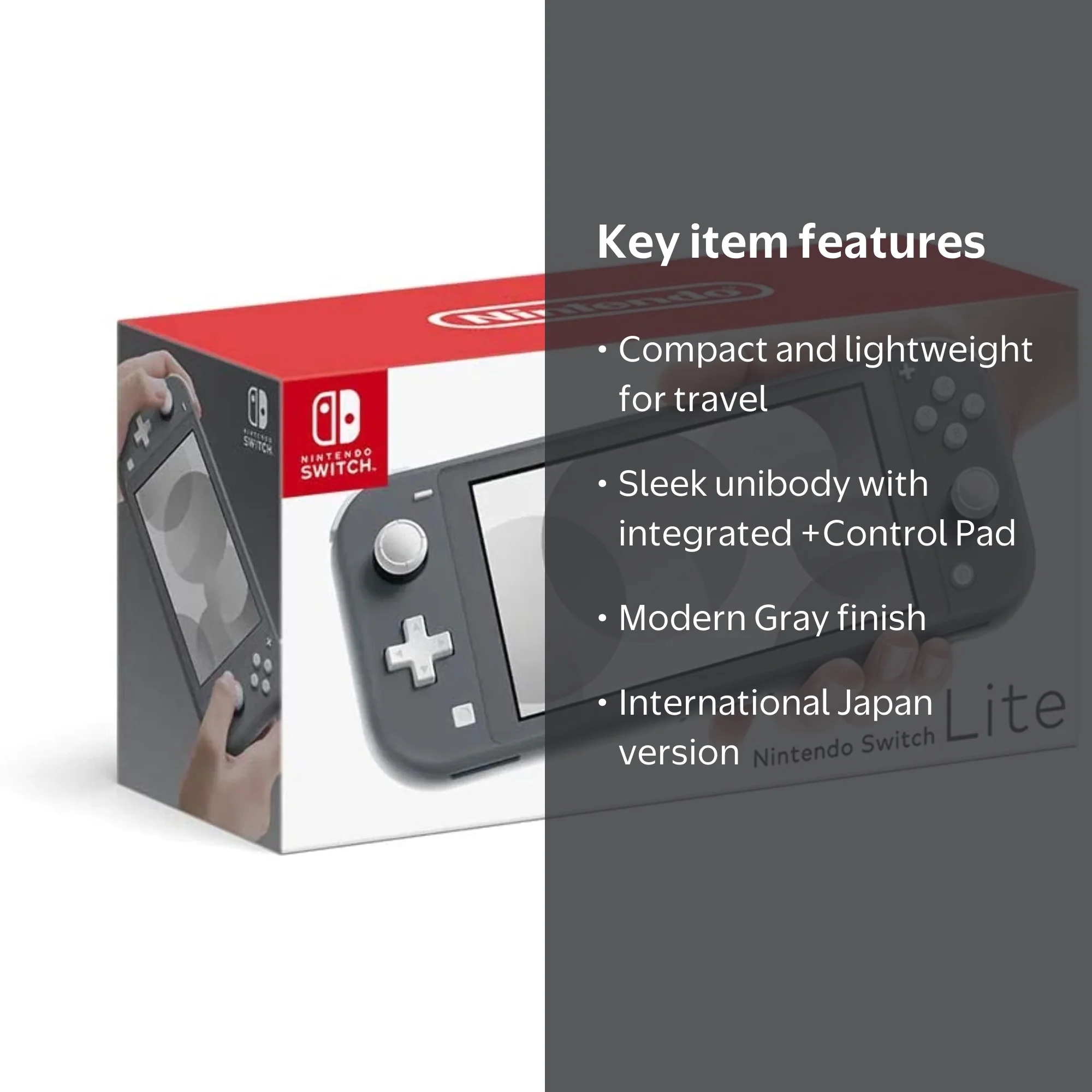 Nintendo Switch Lite Gray, Handheld Portable Light Console with