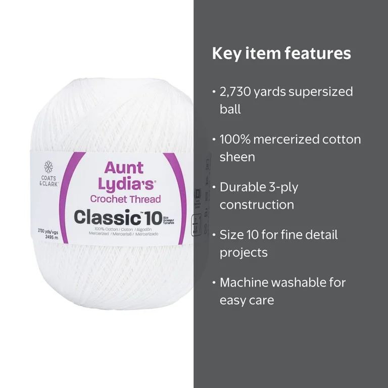 Free Shipping! Notions Marketing Aunt Lydia's Jumbo Crochet Cotton