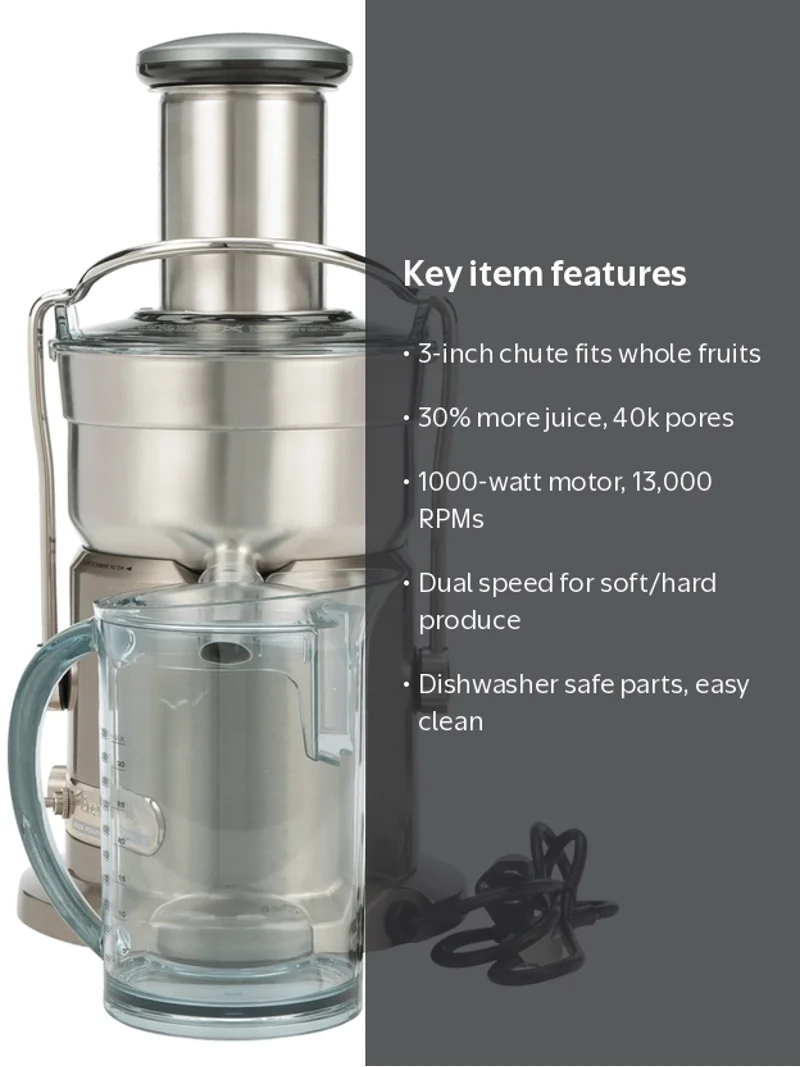 Breville 800JEXL Multi-Speed Pro Juicer, 1000-Watt Juice Fountain