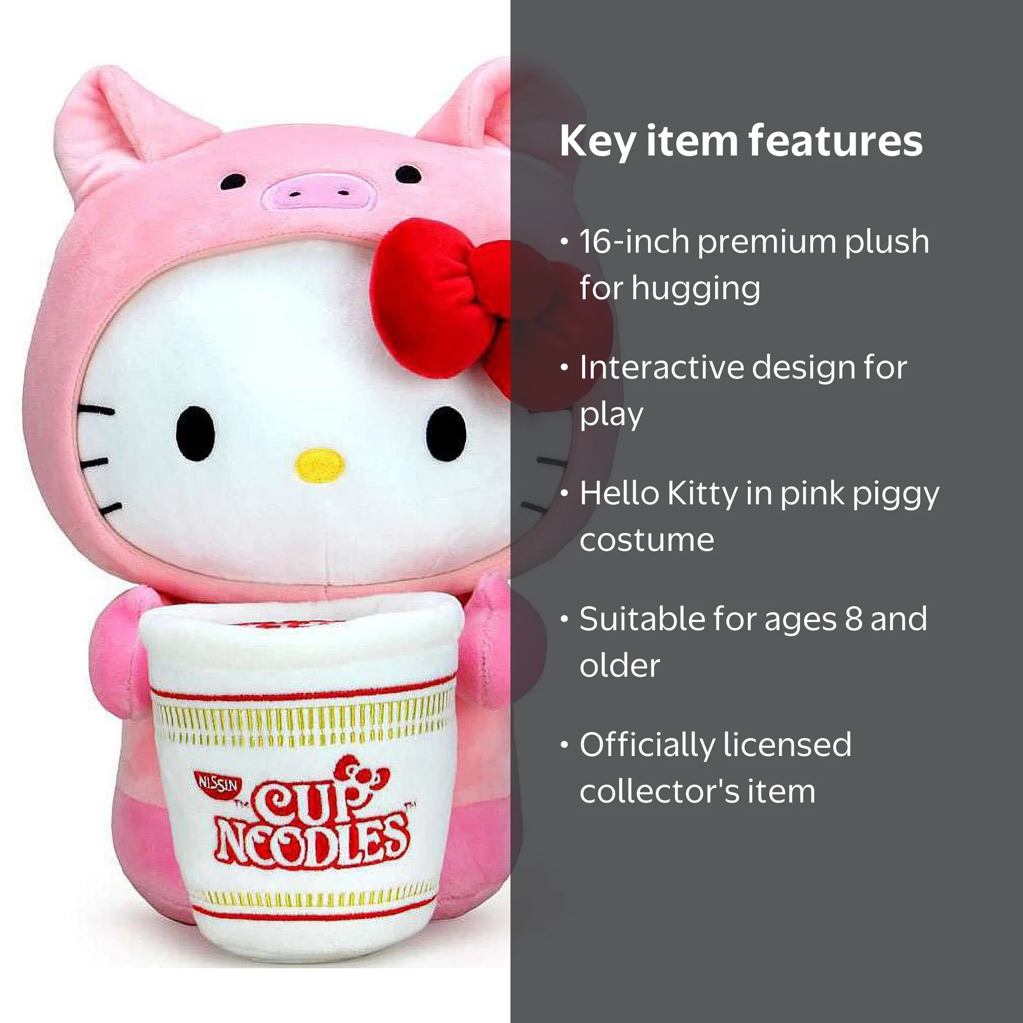 Hello Kitty Nissin Cup Noodles Piggy Costume Interactive Plush