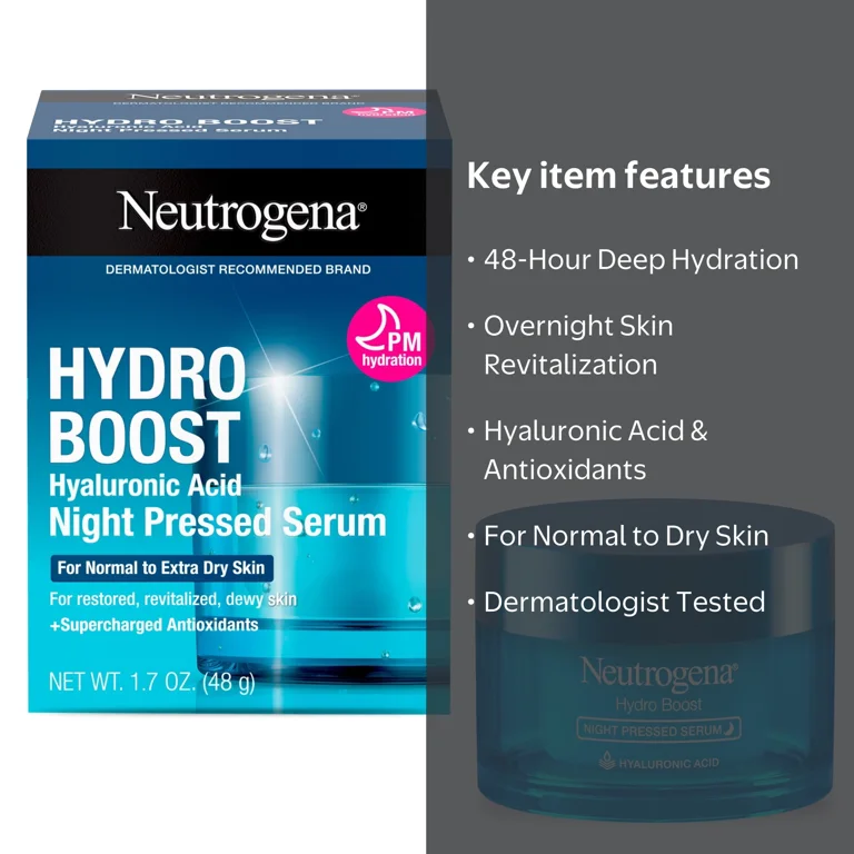 Neutrogena Hydro Boost Hyaluronic Acid Night Face Serum, 1.7 oz