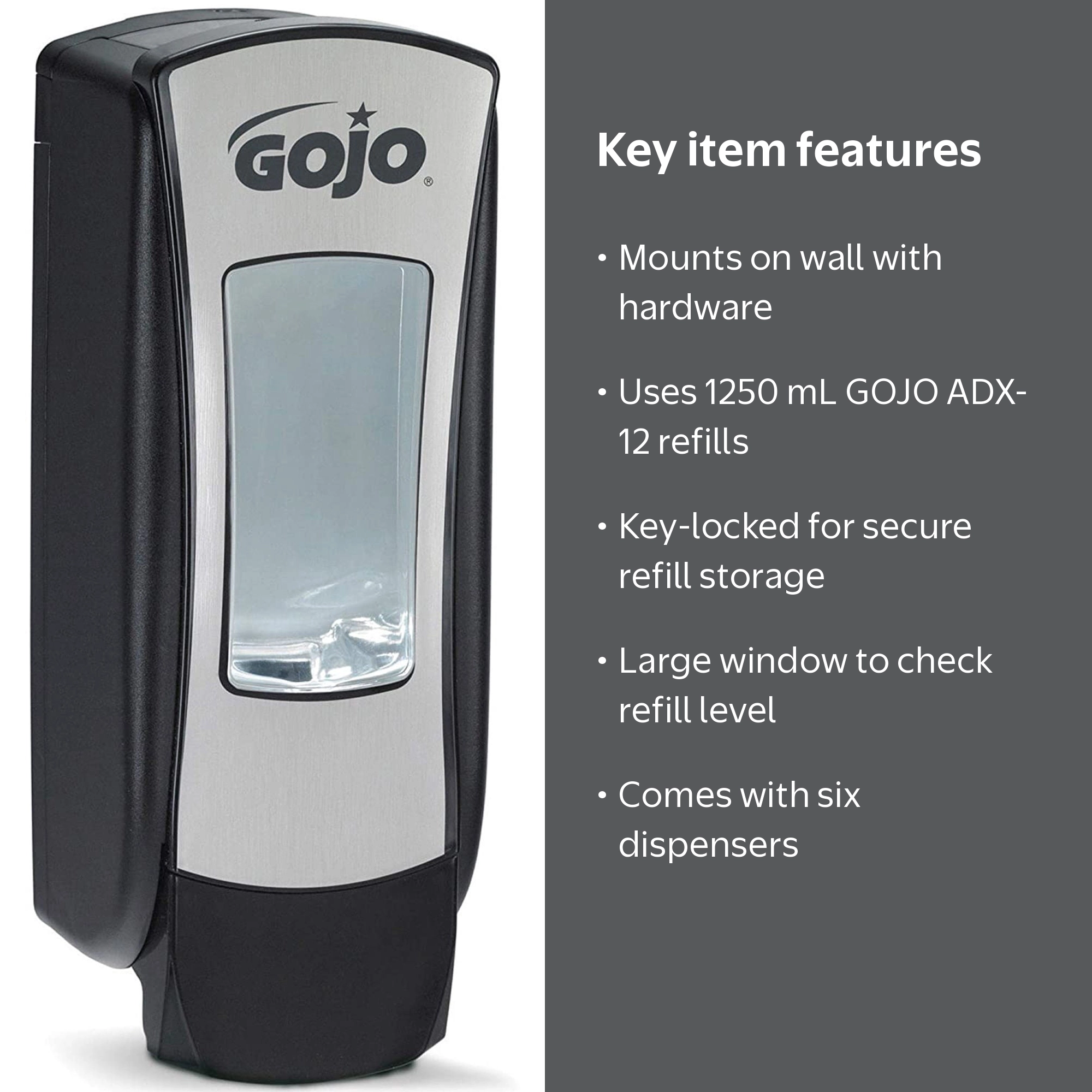 GOJO, Hand Hygiene Dispenser, ADX-12, Manual Wall Mount, 1 Ct