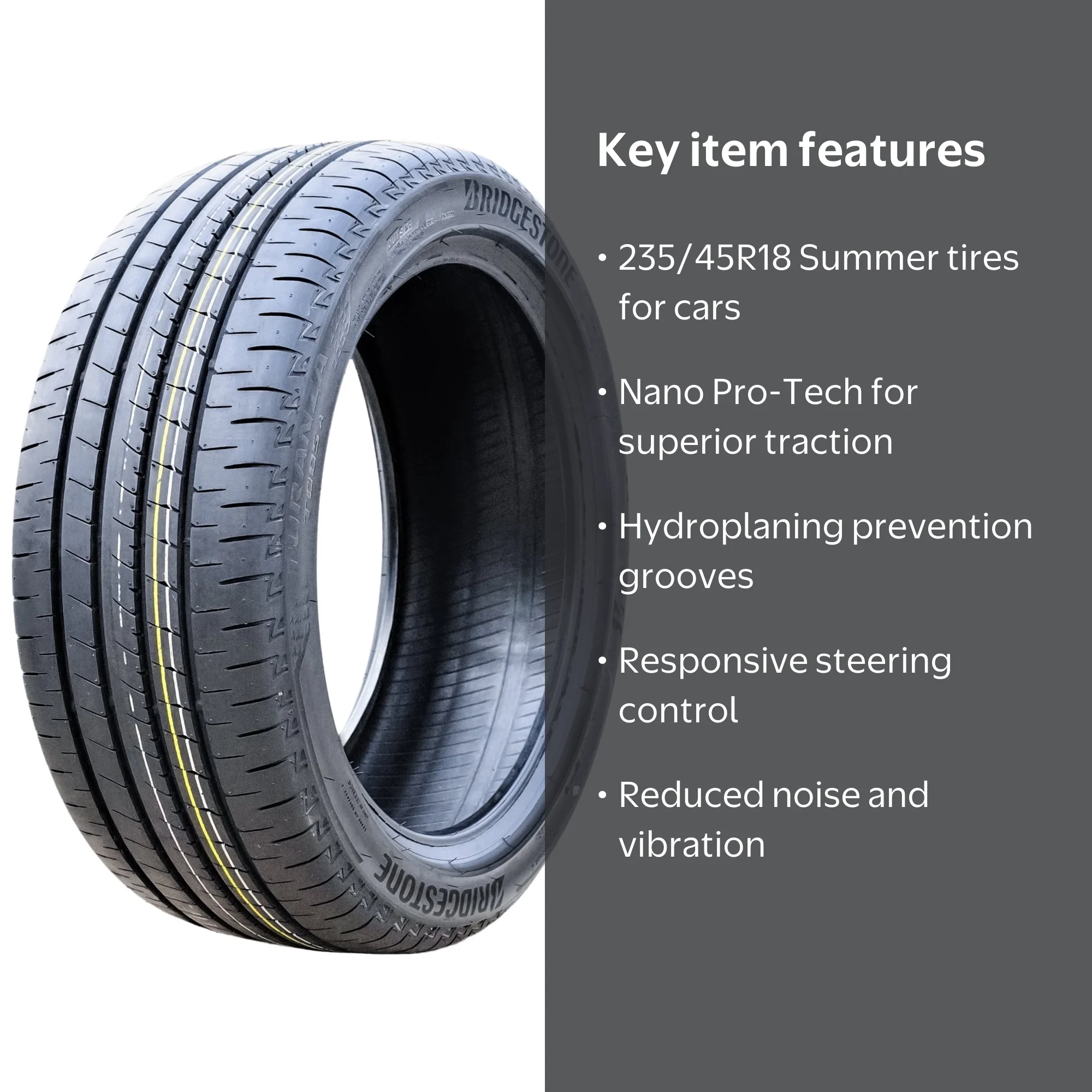Bridgestone Turanza T005A Tire, 235/45R18 94W, High Performance