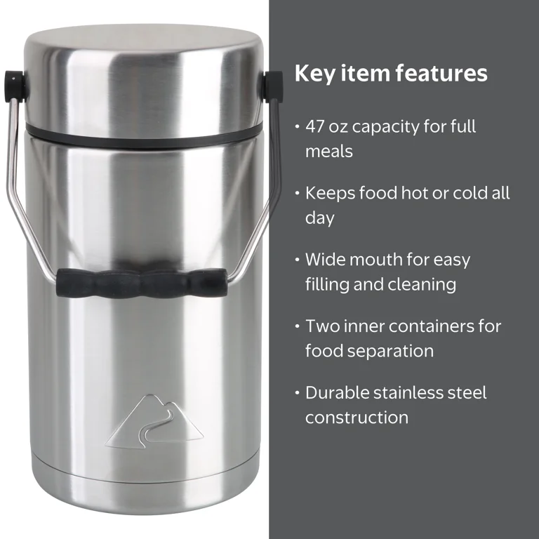 Ozark Trail 47 oz Stainless Steel Food Jar Vacuum-Sealed Leakproof