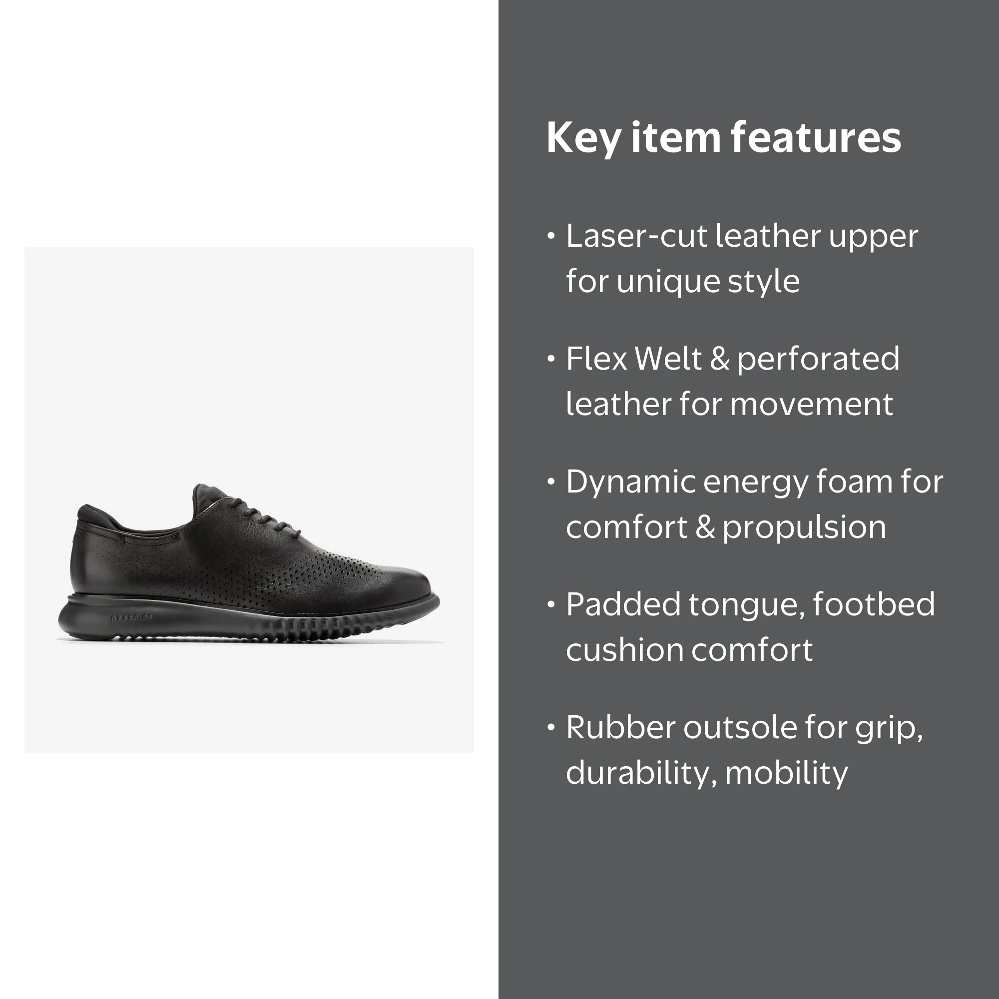 Cole Haan Mens 2.ZEROGRAND Laser Wingtip Oxford Black - C23832