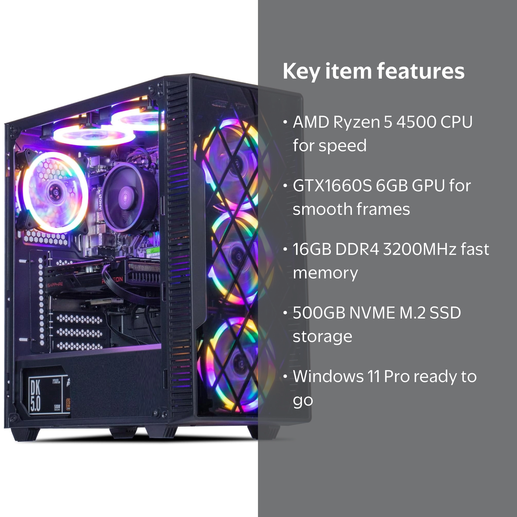 MXZ Gaming PC, AMD Ryzen 5 4500 3.6GHz, GTX 1660S 6GB, 16GB DDR4
