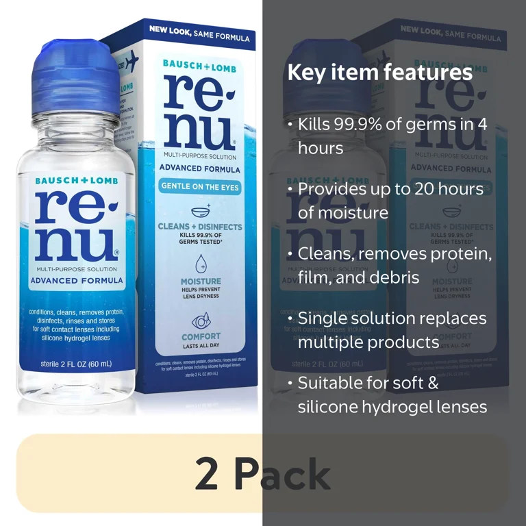 美容液 needeep Renu Starshot 500 Dual Solution 2 pack) Renu Contact Lens Solution, Advanced Formula Triple