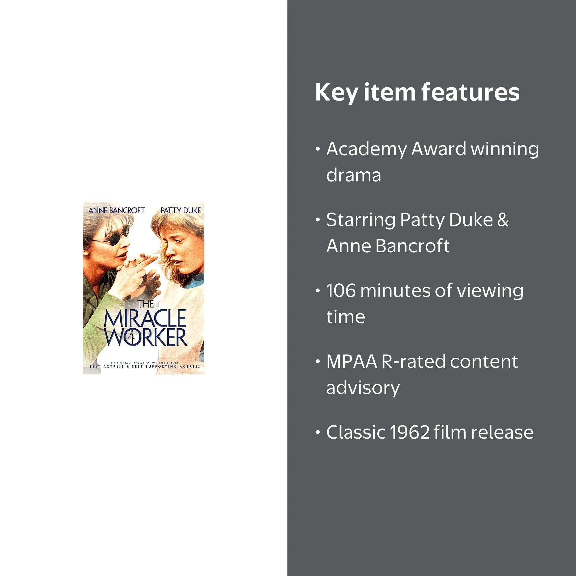 MGM Classic Drama: The Miracle Worker (DVD) - Walmart.com
