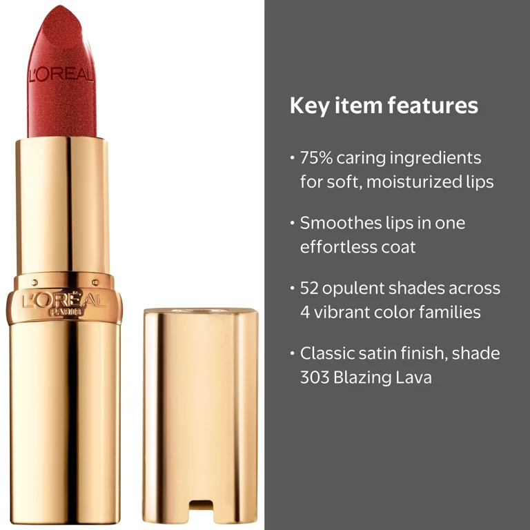 口紅  lipstick L'Oreal Paris Colour Riche Satin Lipstick Blazing Lava 0.13 oz for