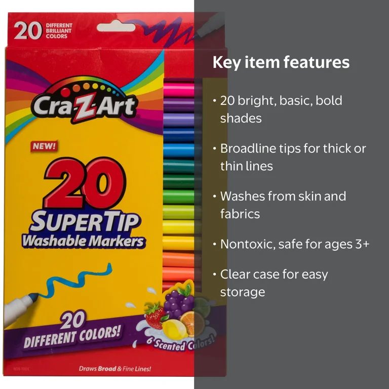 Cra-Z-Art Washable Super Tip Art Markers, 20 Count - Walmart.com