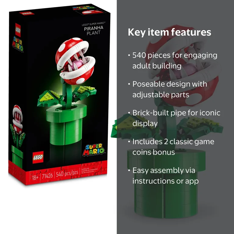 LEGO, Super Mario Piranha Plant Building Sets, Multicolor, 540