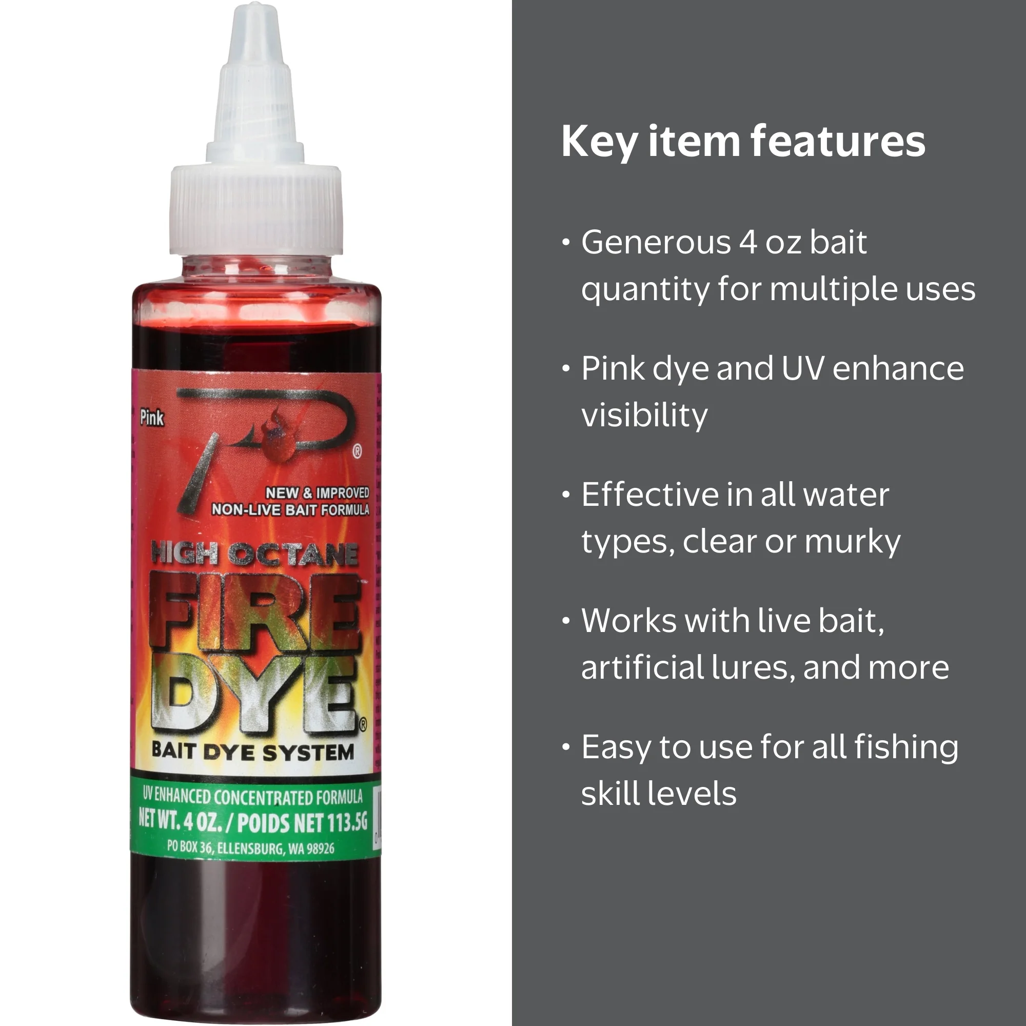Pautzke Fire Dye System 4 oz Pink High Octane Bait Dye System