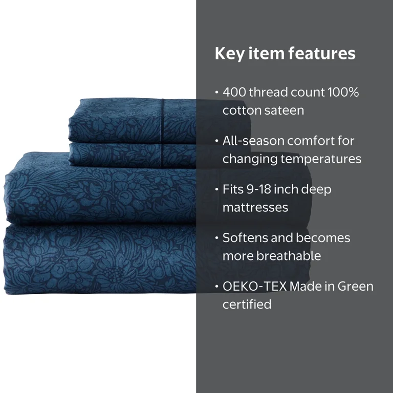 Better Homes & Gardens Performance 4-Piece 400 Thread Count 100