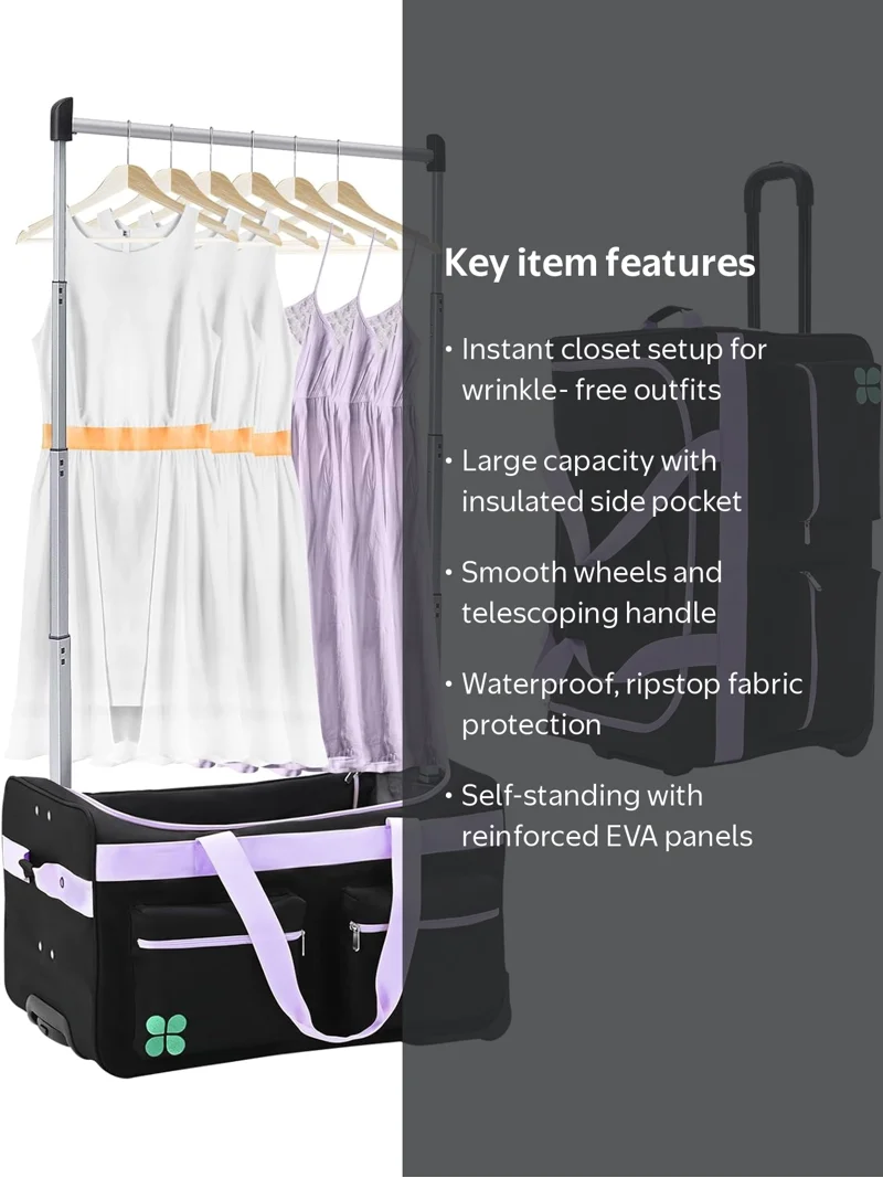 clothes dance travel bag with garment rack
