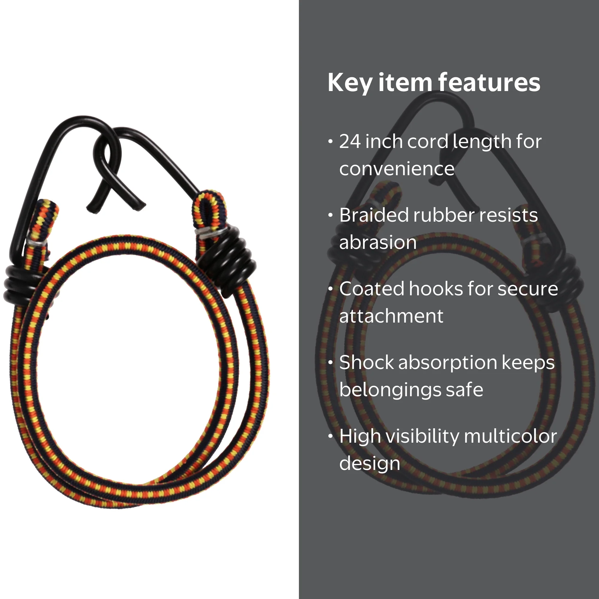 Hyper Tough Heavy Duty 24 inch Bungee Cord with Coated Hooks