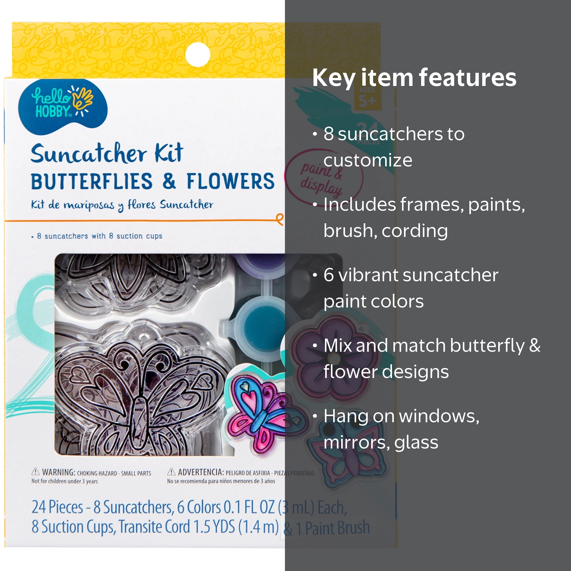 Hello Hobby Flowers and Butterflies Window Art, Customize 8
