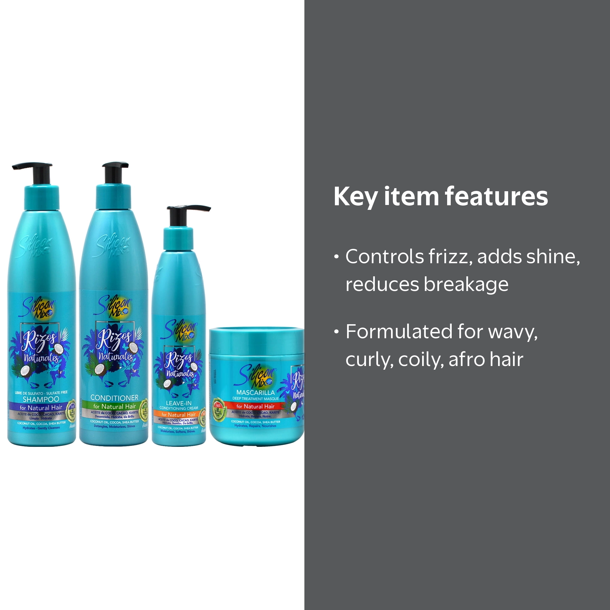 Silicon mix Rizos Naturales Shampoo 16oz + Conditioner 16oz +