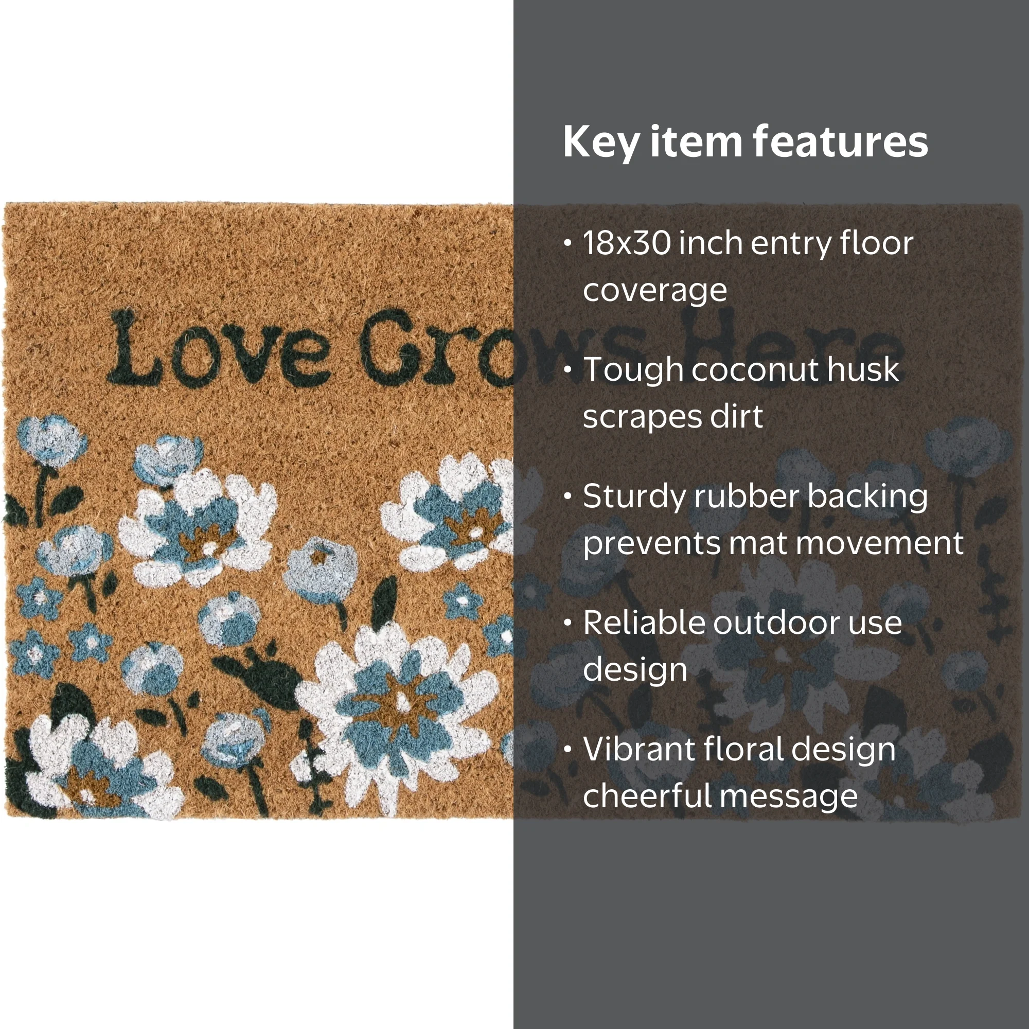 Home Decor Collection Blue Floral Loves Grows Here Outdoor Doormat