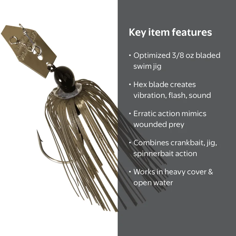 Z-Man ChatterBait Original 3/8 oz Green Pumpkin Bladed Swim Jig