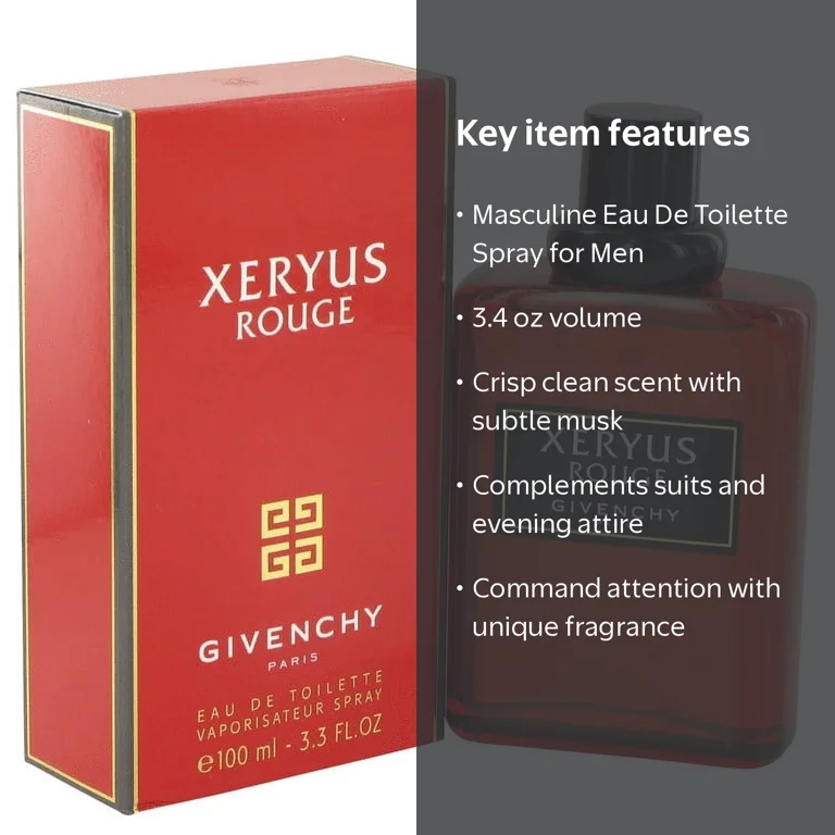 Givenchy Xeryus Rouge EDT, Crisp & Clean Musk Cologne for Men, 3.4
