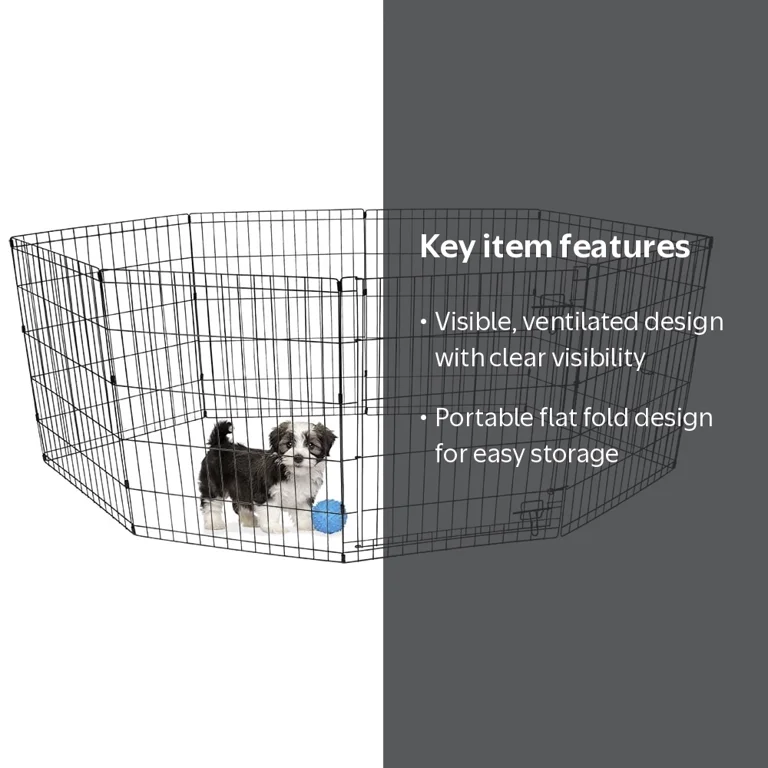 Vibrant Life Foldable 8-Panel Steel Wire Playpen for Dogs, Black