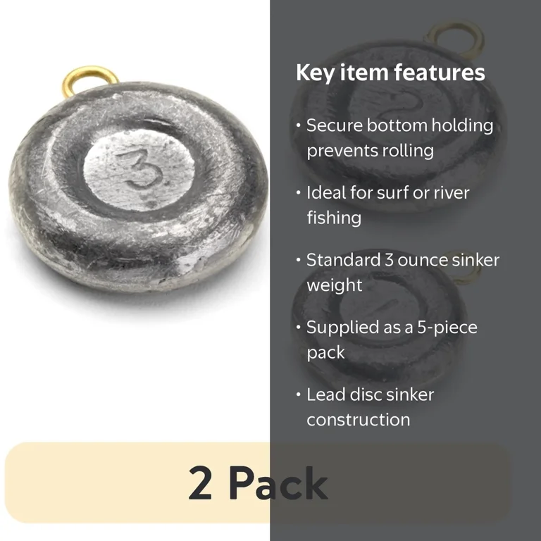 2 pack) Bullet Weights® DSI3-24 Lead Disc Sinker Size 3 oz Fishing