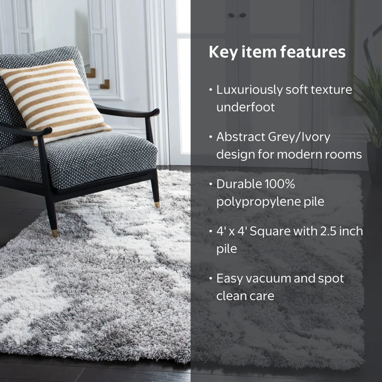 Safavieh Horizon Konstantinos Abstract Shag Area Rug, Gray/Ivory