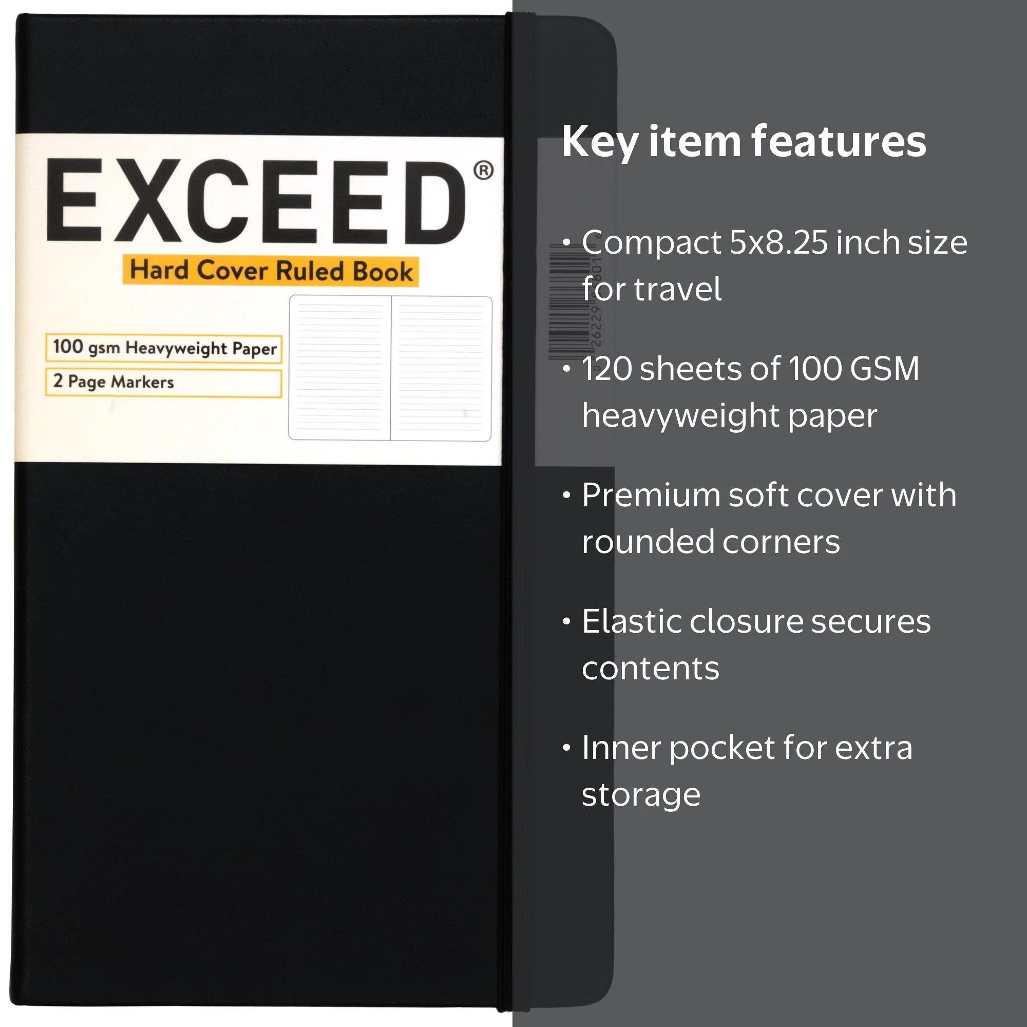 Exceed Medium Journal 100 GSM Paper, Narrow Ruled, 120 Pages, 5