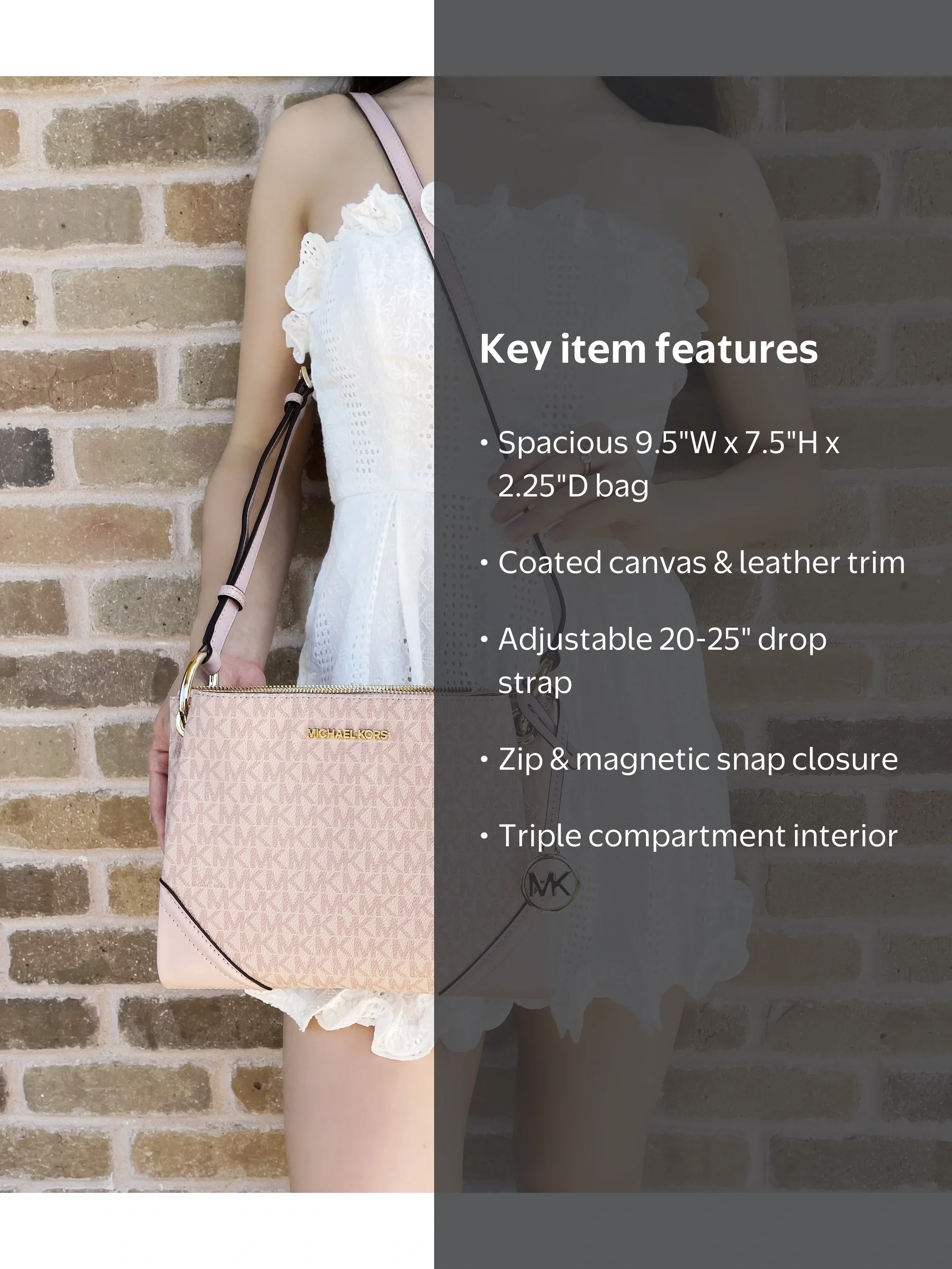 Michael Kors Charm Logo Bag: Jet Set Nicole Large Triple