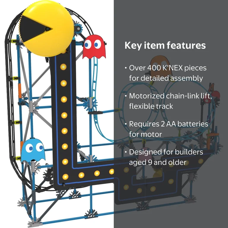 K'NEX PAC-MAN Roller Coaster Building Set for Kids & Adults - 432