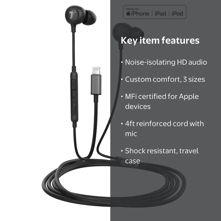Thore iPhone Earbuds (Apple MFi Certified) Lightning In Ear