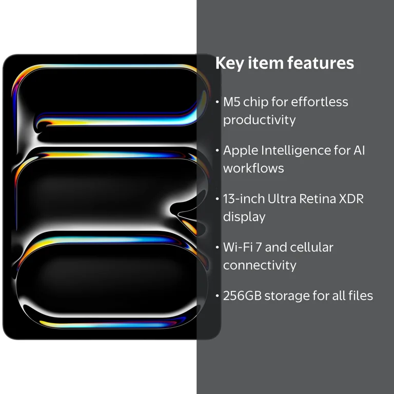 Apple, 13-in iPad Pro, M5, Wi-Fi + Cellular 256GB Space Black