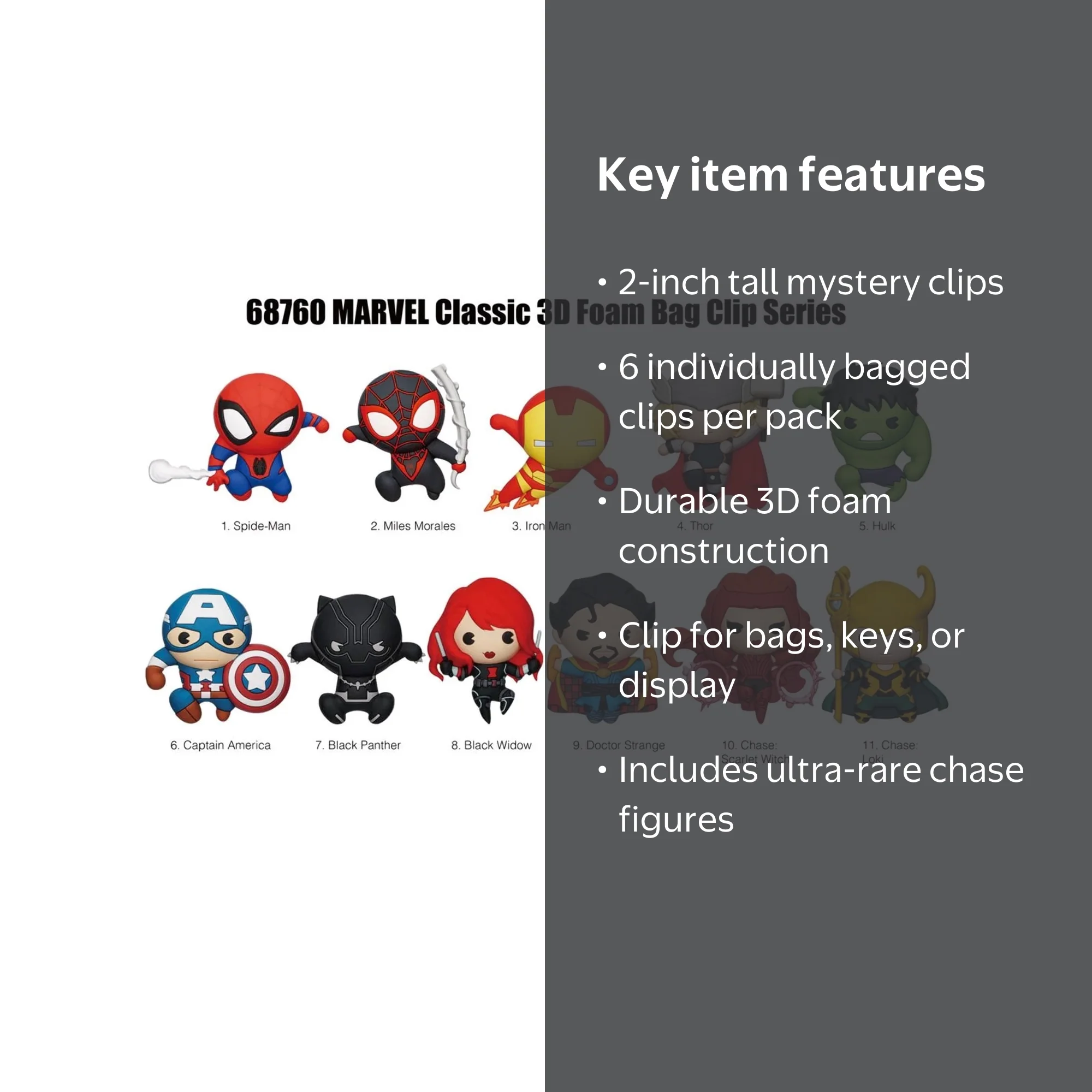 Marvel Studios Classic Characters 3D Bag Clip, Hulk Keychain