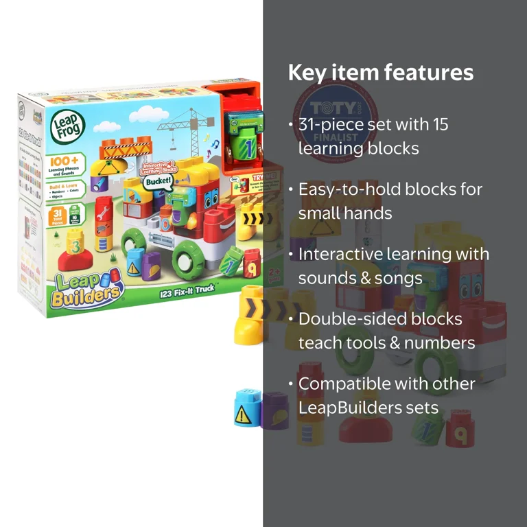 LeapFrog LeapBuilders 123 Fix-It Truck Learning Blocks Toy for