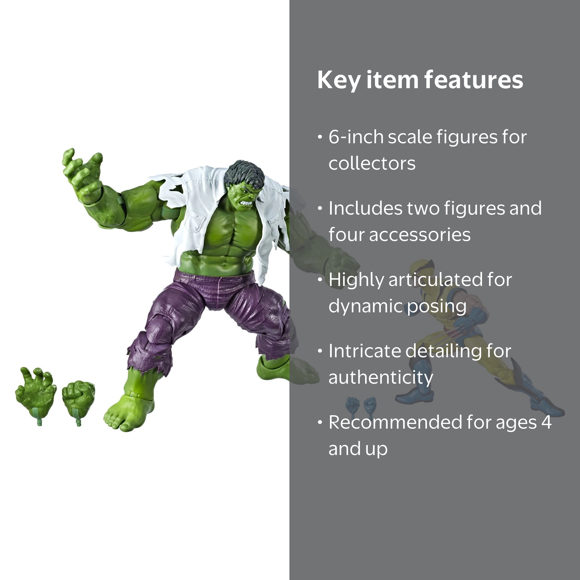 マーベルレジェンド　ハルク　ウルヴァリン　80周年 Amazon.com: Marvel Legends 80th Anniversary Wolverine and Hulk 6